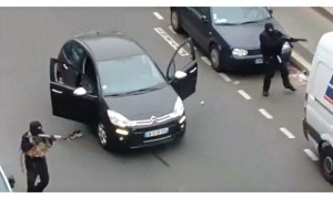 Gunmen fleeing the Charlie Hebdo offices