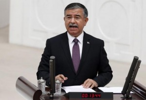 Turkey's Defence Minister Yilmaz speaks during a debate in Ankar