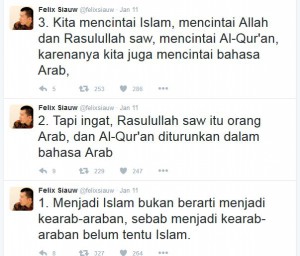 tweet felix ttg islam dan arab